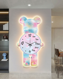 Tranh Đồng hồ bearbrick treo tường có đèn 2